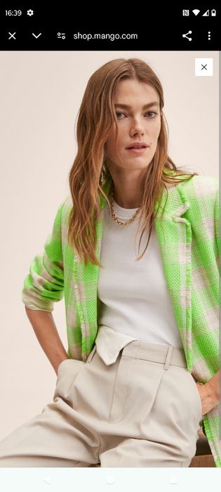 Mango marynarka tweed krata piękne kolory nowa L