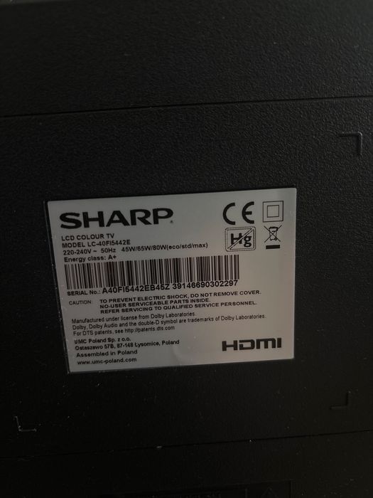 Telewizor Sharp  40cali LC-40FI5442E  smartTV