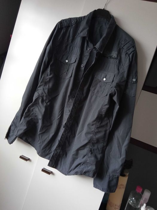 Koszula męska sportowa w paski szara L