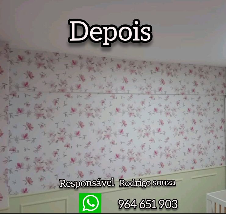Papel de parede, eletricista e pintor