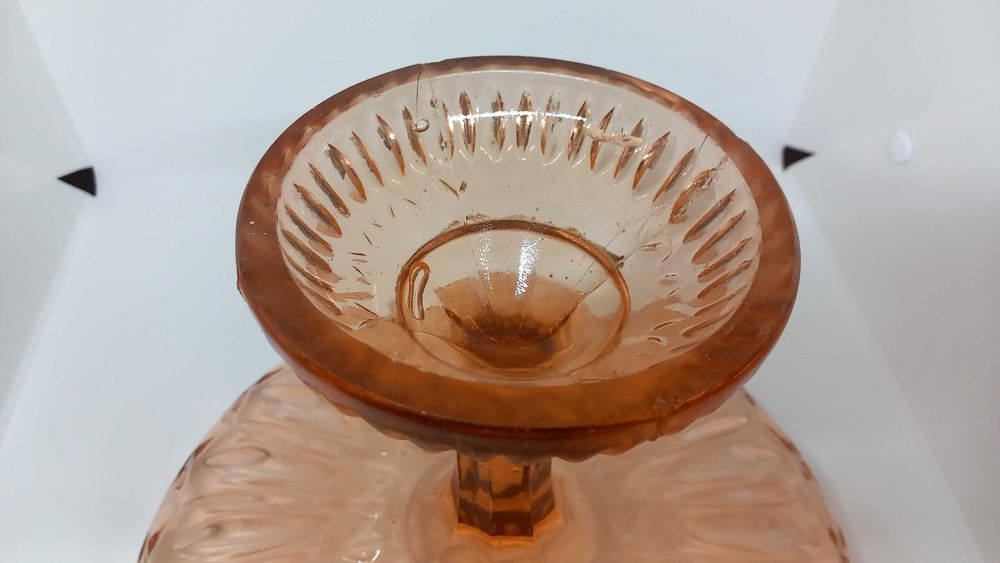 Stara Łososiowa patera różowa patera na nodze Ząbkowice Hortensja