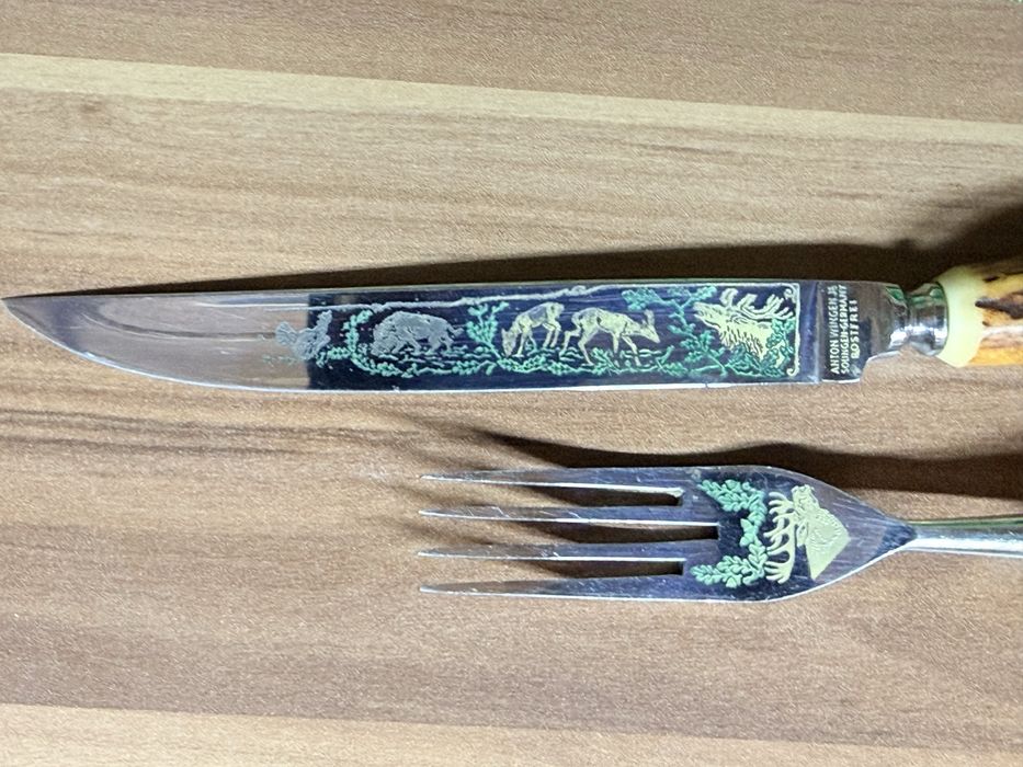 Винтажный набор столовых приборов Anton Wingen Solingen олений рог