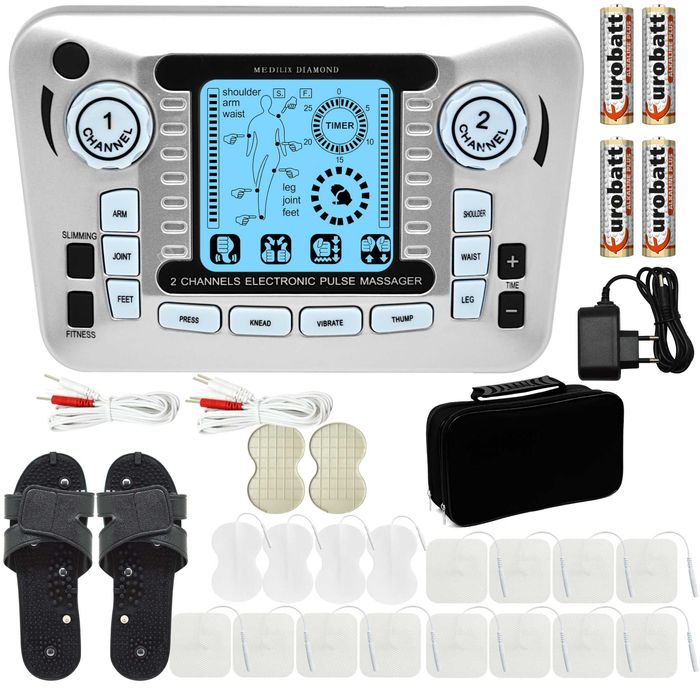 Elektrostymulator mięśni tens ems masaż duży zestaw XXL 16 elektrod