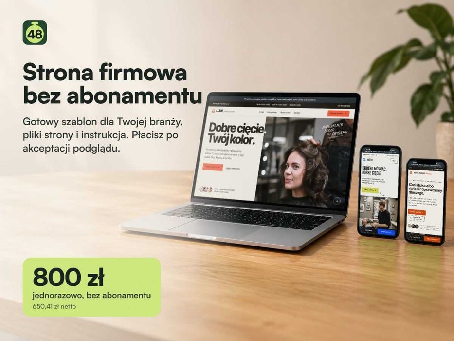 Strona firmowa bez abonamentu, 800 zł