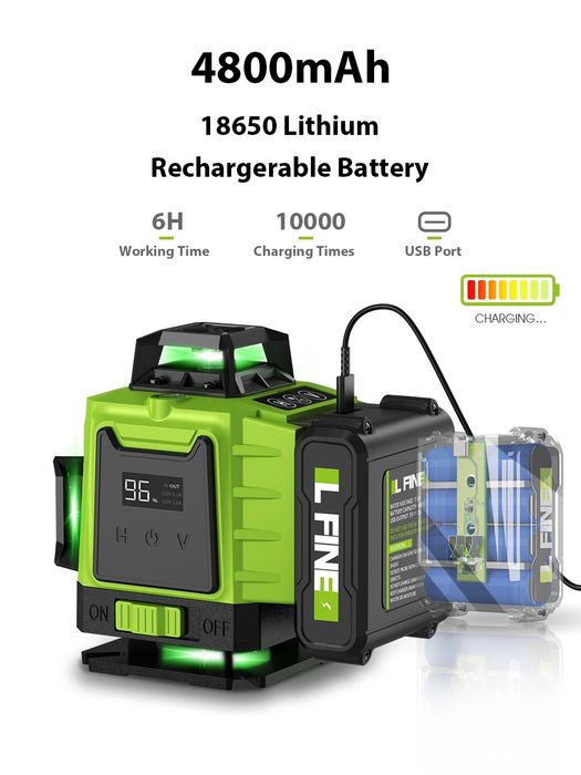Laser 16 linii zielony wysoka precyzja akumulator 4800mah gratis