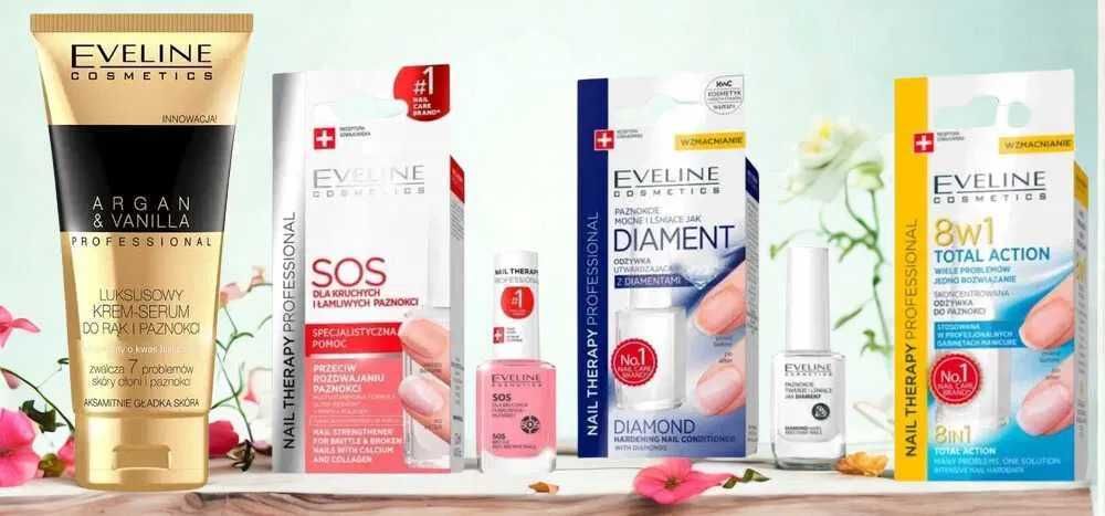 Eveline ZESTAW 3 x12 ml odżywka do paznokci MIX rodzajów + krem do rąk