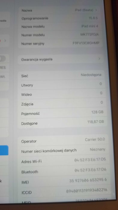 iPad mini 4 128GB + Cellular