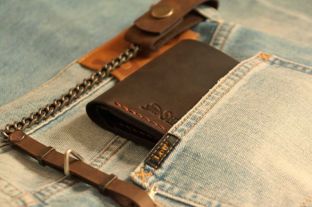 Брутальний чоловічий шкіряний гаманець HARDY з натуральної шкіри