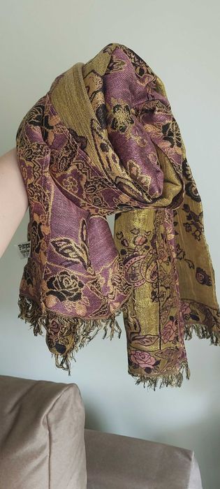 Szal turecki pashmina silk połyskujący elegancki