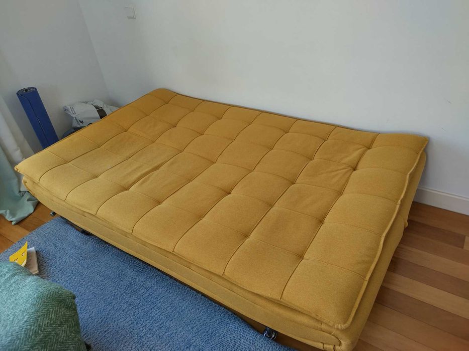 Sofá cama em tecido WILLEM amarelo Conforama