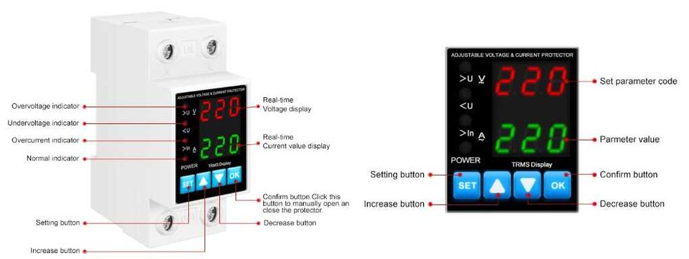 Защитное реле контроля напряжения 220В, 40А