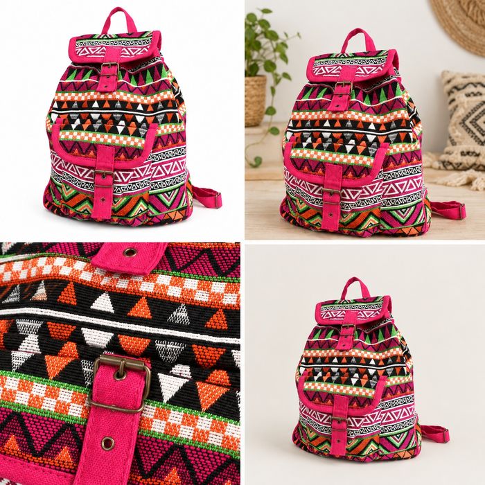 **Mochila Nepalês / Bolsa de Algodão Rosa – Artesanal**