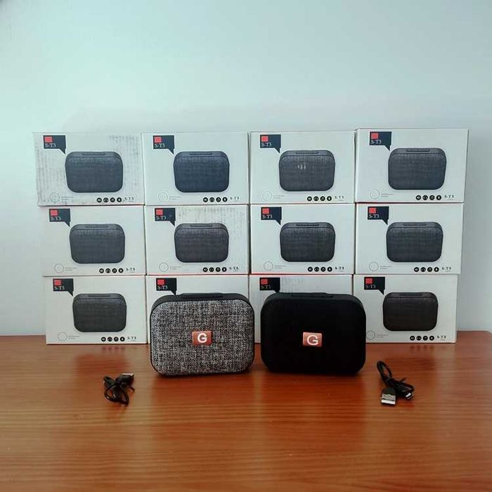 Mini coluna Bluetooth rádio FM USB micro SD MP3 11x8x4cm