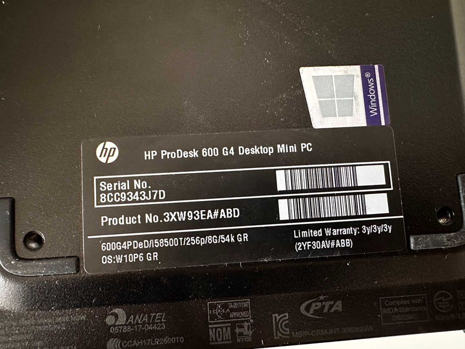 Міні ПК HP Prodesk 600 G4 Desktop i5 8500T RAM 8Gb SSD 250gb