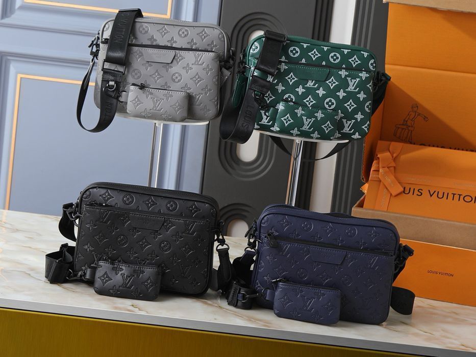 LOUIS VUITTON MESSENGER 3v1 сумка планшетка мужская синяя 3в1 кожаная