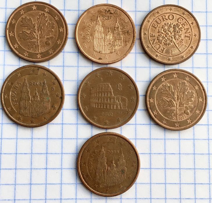 Монеты 5 Евро центы