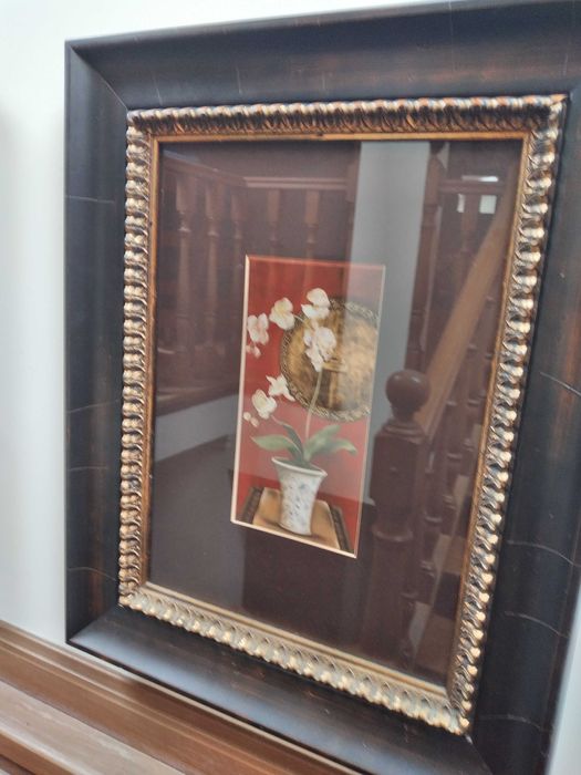 Quadros decorativos com moldura em madeira e com vidro