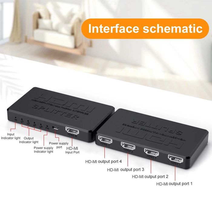 HDMI 1x4 Splitter Duplicador Distribuidor Divide 4 saidas 1080p NOVO