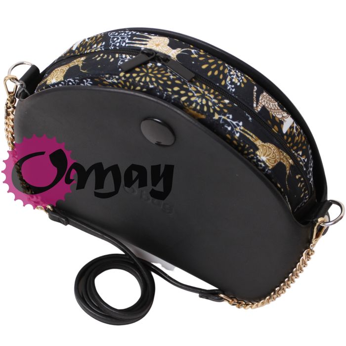 Czarny organizer do OBAG MOON LIGHT jelonki złote 2 kieszenie OMAY