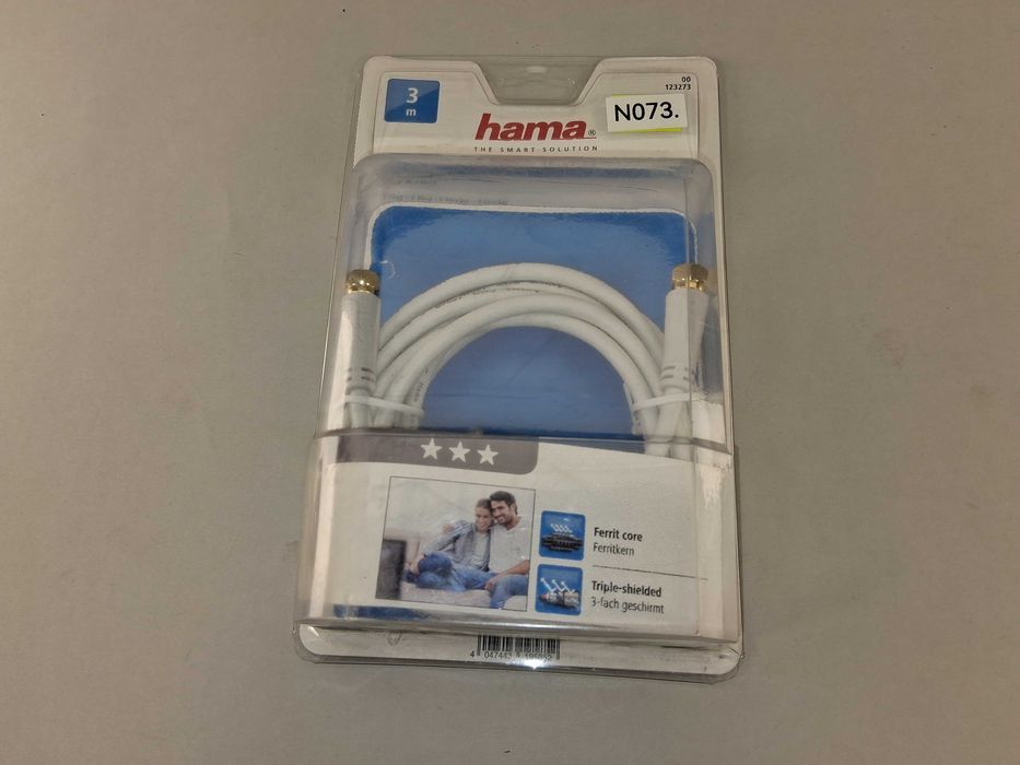 N073 Hama SAT Kabel 100 dB F-Plug Na F-Plug Kabel Antenowy 3M Biały