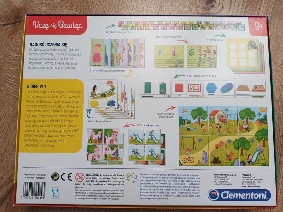 Edukacyjny zestaw Clementoni, 8 gier w 1. Uczę sie i bawiąc
