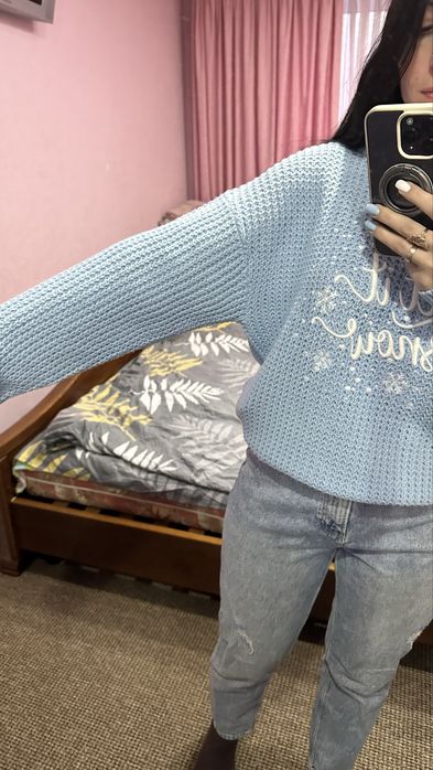 Свитер зимний красивый голубой