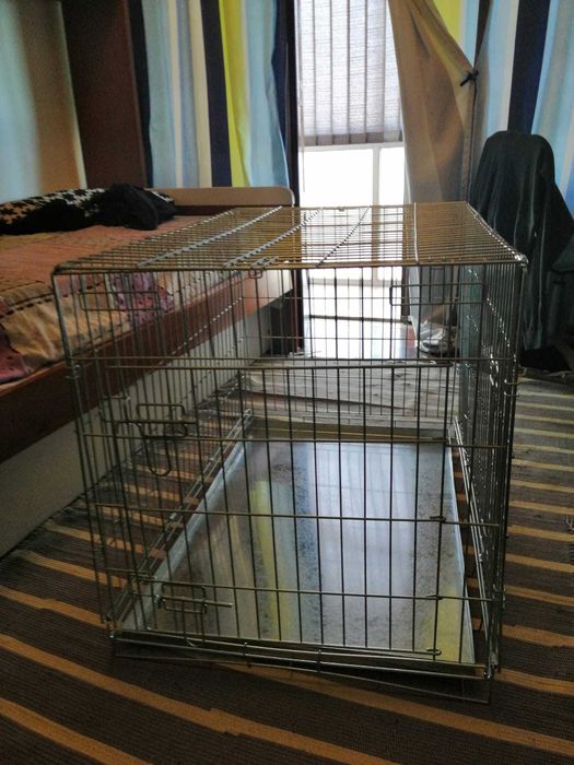 Transportadora metálica cromada 89x60x66cm para animais