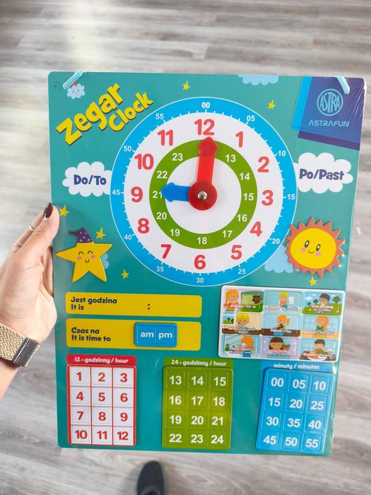 AstraFun zegar edukacyjny magnetyczny nauka godzin PL/ENG