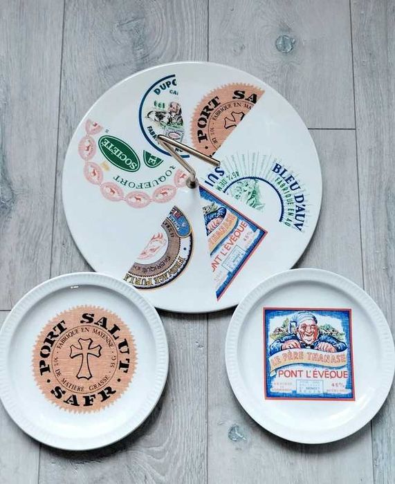 Vintage ceramiczna patera na sery i talerze Fromages de France