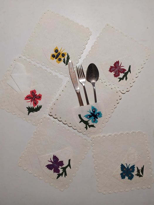 Винтаж! Ручная работа.Салфетница,чехол для столовых приборов, ткань