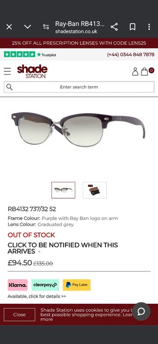 Okulary Ray-Ban ciemny fiolet