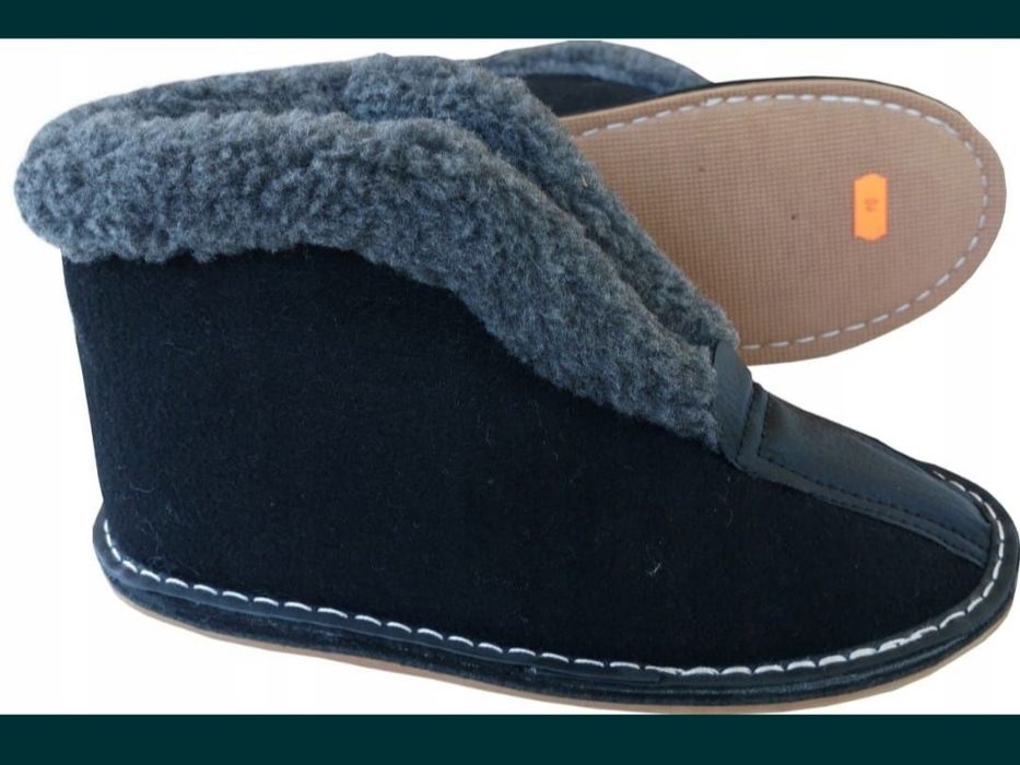 Bambosze męskie filcowe łapcie 45 rozmiar kapcie wysokie ciepłe