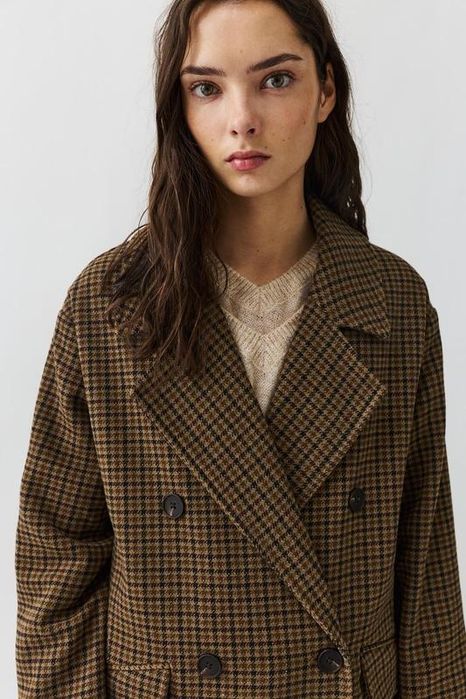 Довге пальто Pull&Bear в клітинку