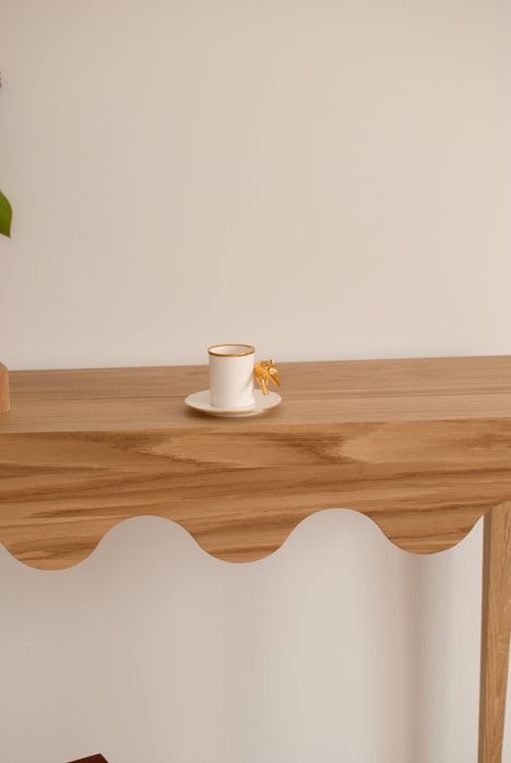 Wyjątkowa Dębowa konsola w stylu mid century modern