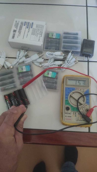 Батарейка литиевая Li-pol AA 3400mWh, AAA-1200, заряд USB Type-C