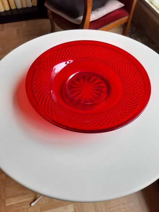 Prato Cristal Cor Vermelho