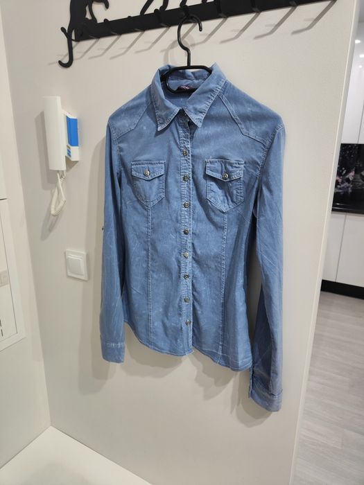 Koszula damska niebieska casual vintage imitacja jeans