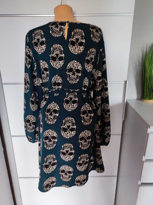 Shein r 3xl zielona sukienka w czaszki r 46 plus size