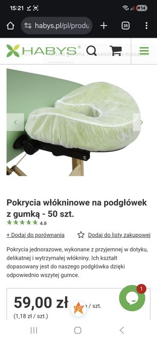 Pokrycie na zagłówek łóżka do masażu  50 szt