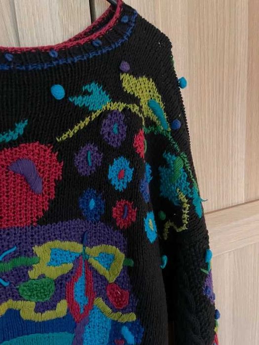 Jedyny oryginalny kolorowy niepowtarzalny bawełna oversize sweter