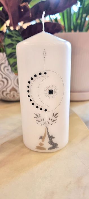 Świeca personalizowana 150 mm, wtopiona grafika, handmade