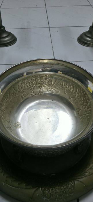 Terrina e castiçais em casquinha
