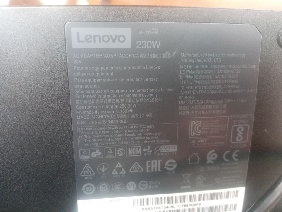 Електрошрот Блок питания зарядное Lenovo 20V 11.5A usb pin 230W ориг