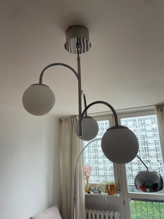Lampa wisząca IKEA Simrishamn kule 3-ramienna, chrom/opalowa