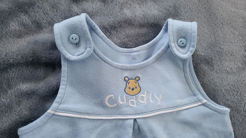 Ogrodniczki 56 Disney Baby błękitne dla noworodka 0-3 miesięcy misie