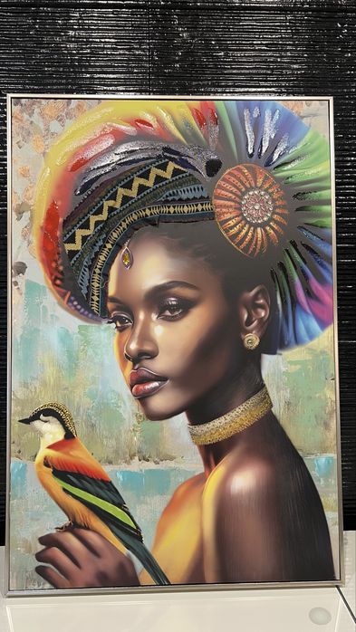 Tela colorida com moldura prata