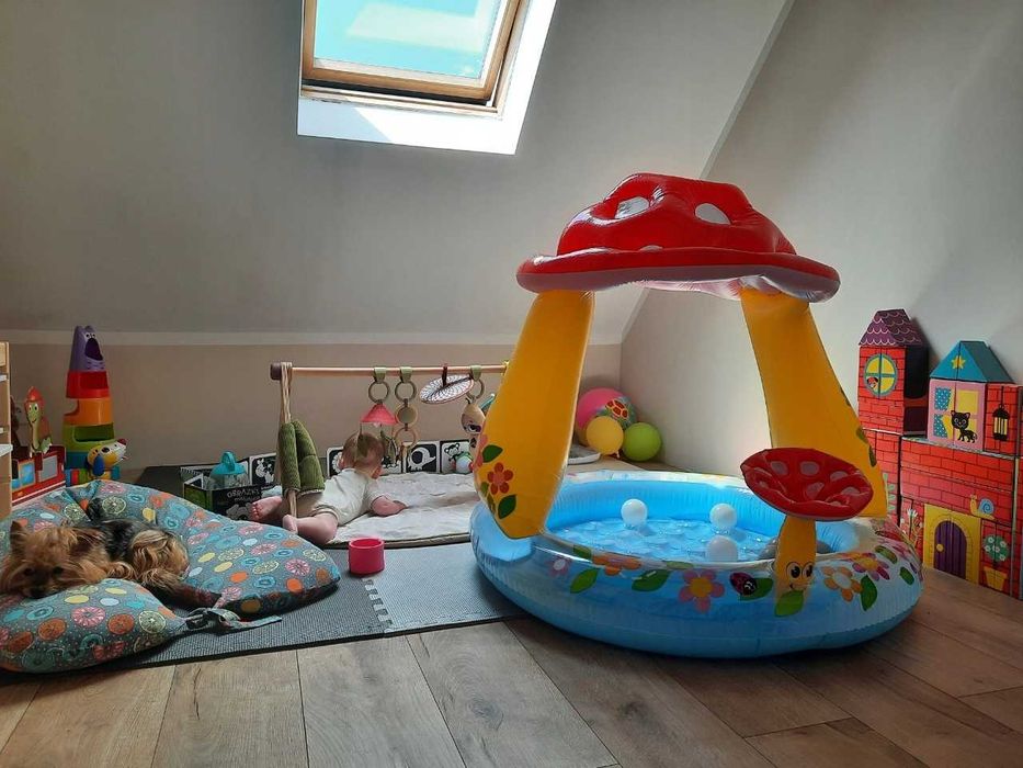 Basen Dmuchany dla Dzieci z Daszkiem Muchomorek 102 cm - NOWY