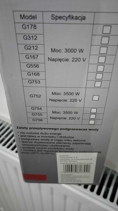Elektryczny podgrzewacz wody prysznic