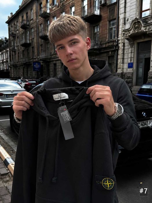 Толстовка Stone Island / Черное Худи Стон Айленд / XS S M L XL
