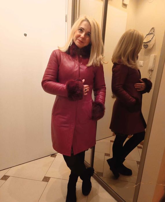 Płaszczyk skórzany z futerkiem